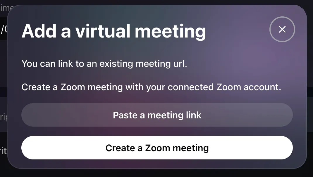 Add meeting url popup